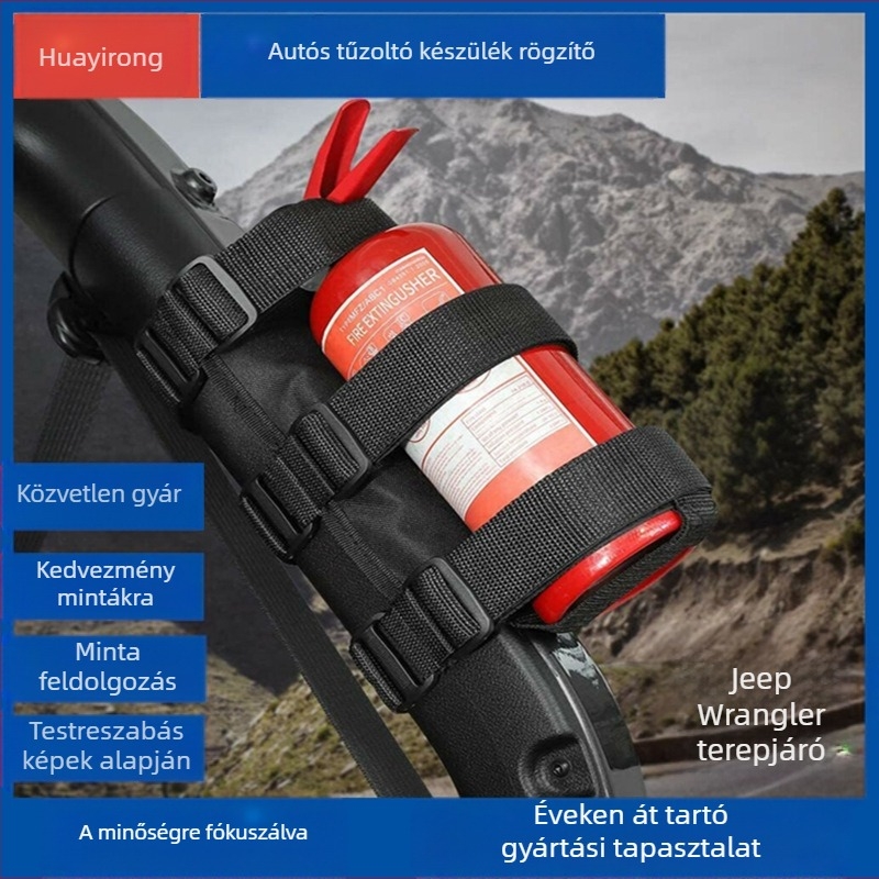 Tűzoltó készülék heveder Velcro-ral - nylon/poliészter keverék, autókhoz és Jeep Wranglerhez, Huatuo Rong