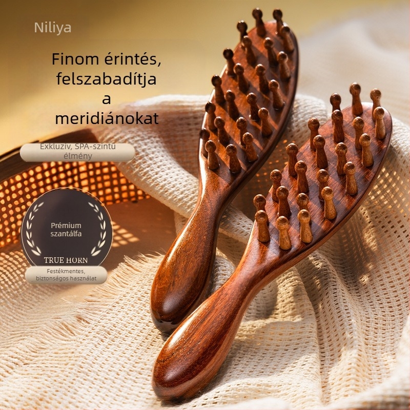 Niliya santalfa fejmasszázs kefe, meridián terápia, fejmasszázs eszköz, gua sha, antistatikus, univerzális kefe