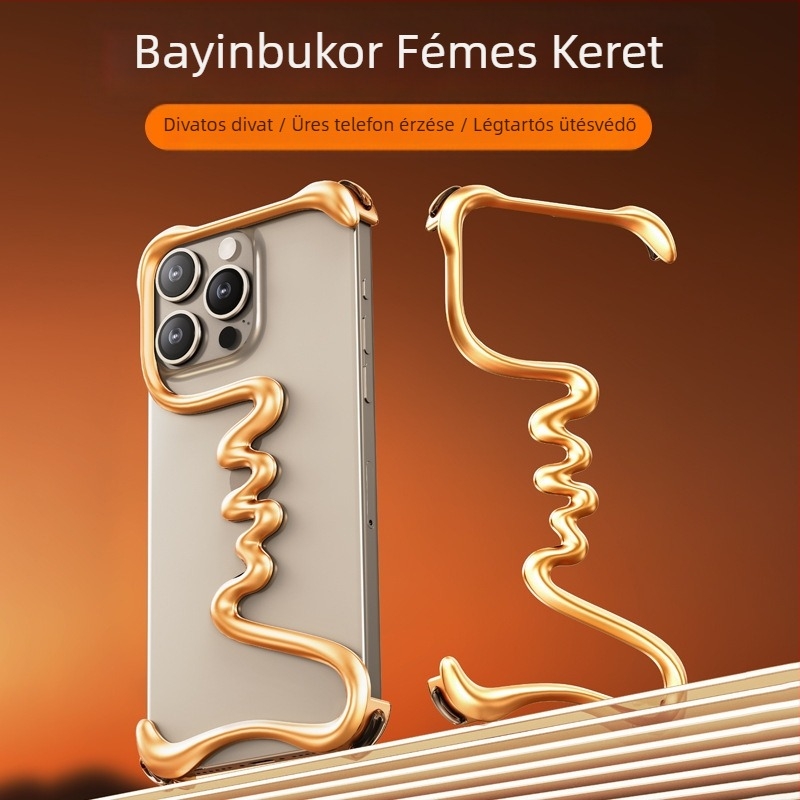 Fémkeretes telefonvédő iPhone 16 Pro Max-hoz – elektroplatírozott bevonat, hőelvezetés, kopásálló, ütésálló
