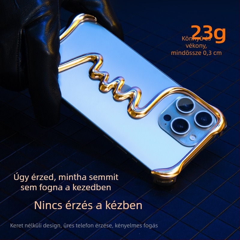 Fémkeretes telefonvédő iPhone 16 Pro Max-hoz – elektroplatírozott bevonat, hőelvezetés, kopásálló, ütésálló