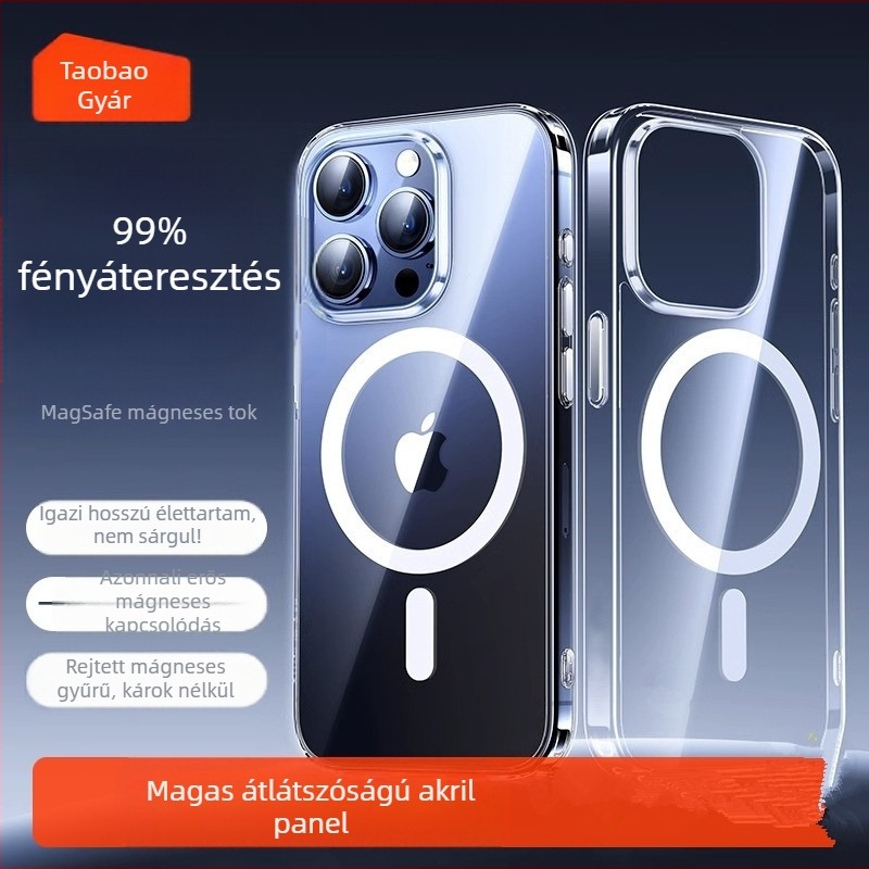iPhone MagSafe szilikon tok, domborított dizájn, mágneses, ütésálló és esésálló