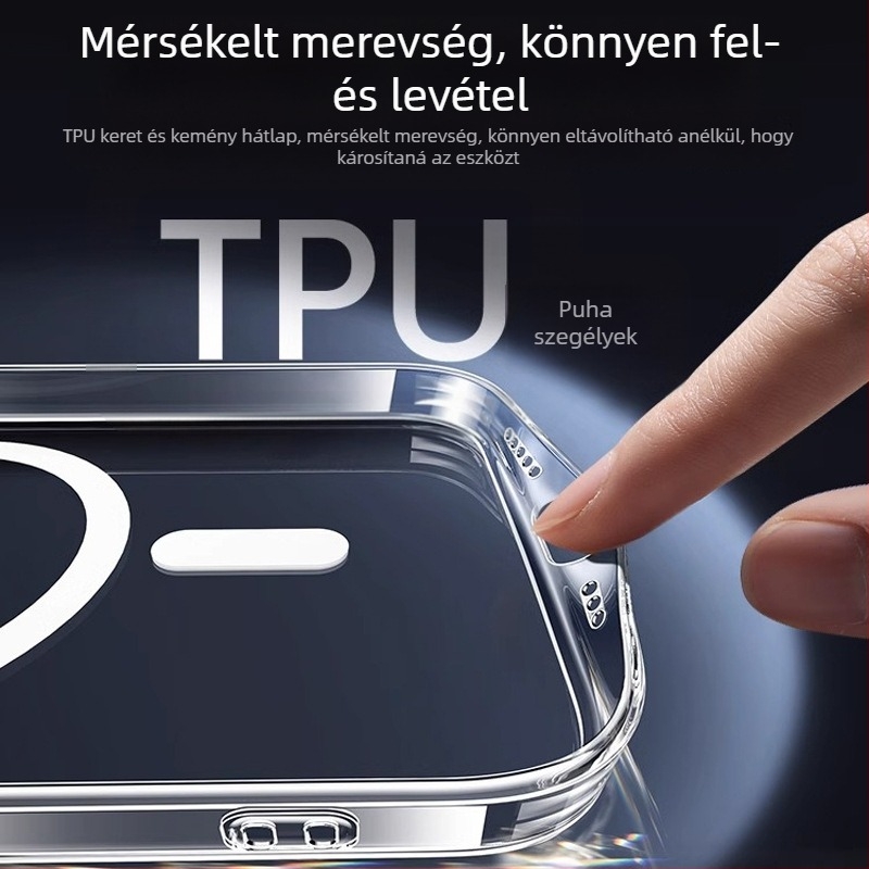 iPhone MagSafe szilikon tok, domborított dizájn, mágneses, ütésálló és esésálló