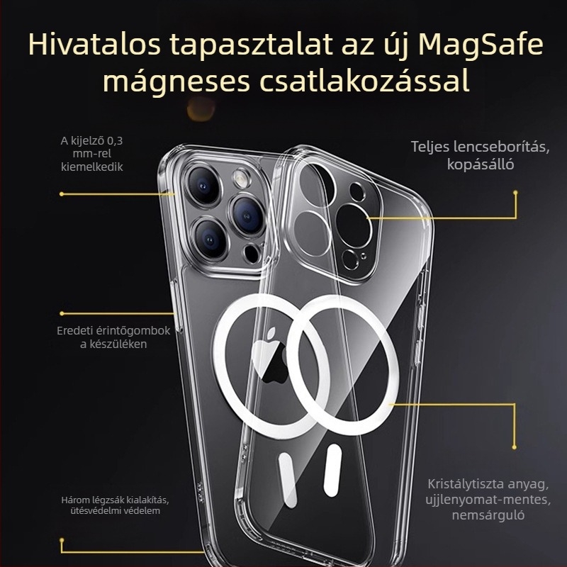 iPhone MagSafe szilikon tok, domborított dizájn, mágneses, ütésálló és esésálló