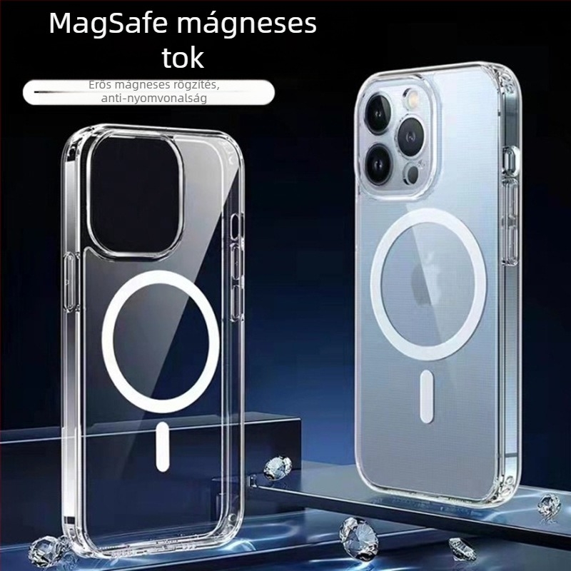 iPhone MagSafe szilikon tok, domborított dizájn, mágneses, ütésálló és esésálló