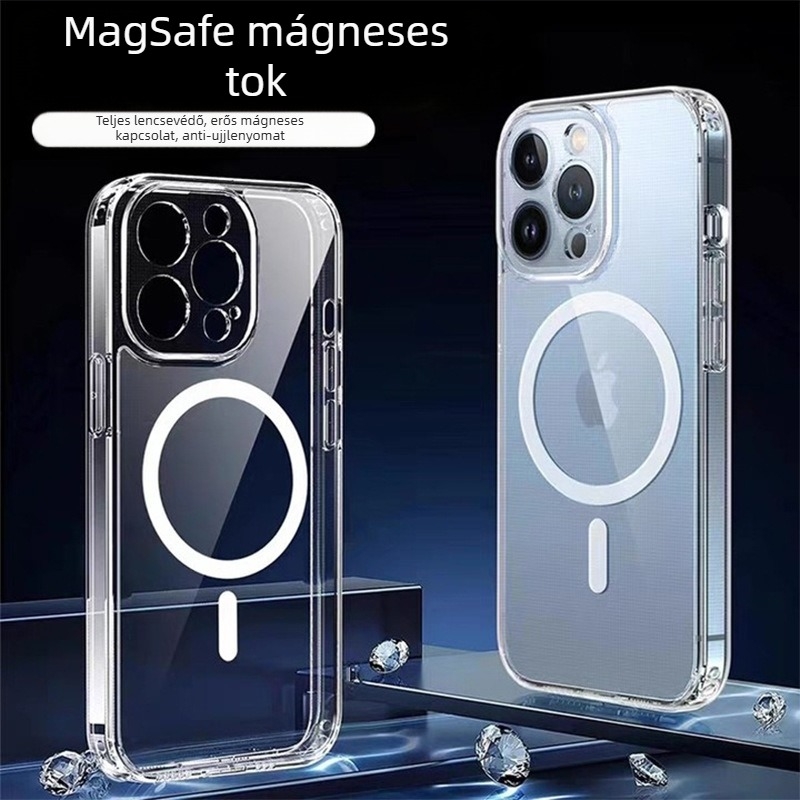 iPhone MagSafe szilikon tok, domborított dizájn, mágneses, ütésálló és esésálló