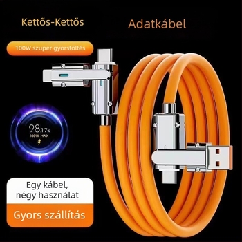 4 az 1-ben USB töltési és adatátviteli kábel: Type-C, Lightning, Micro-USB, gyors töltés, akár 120W