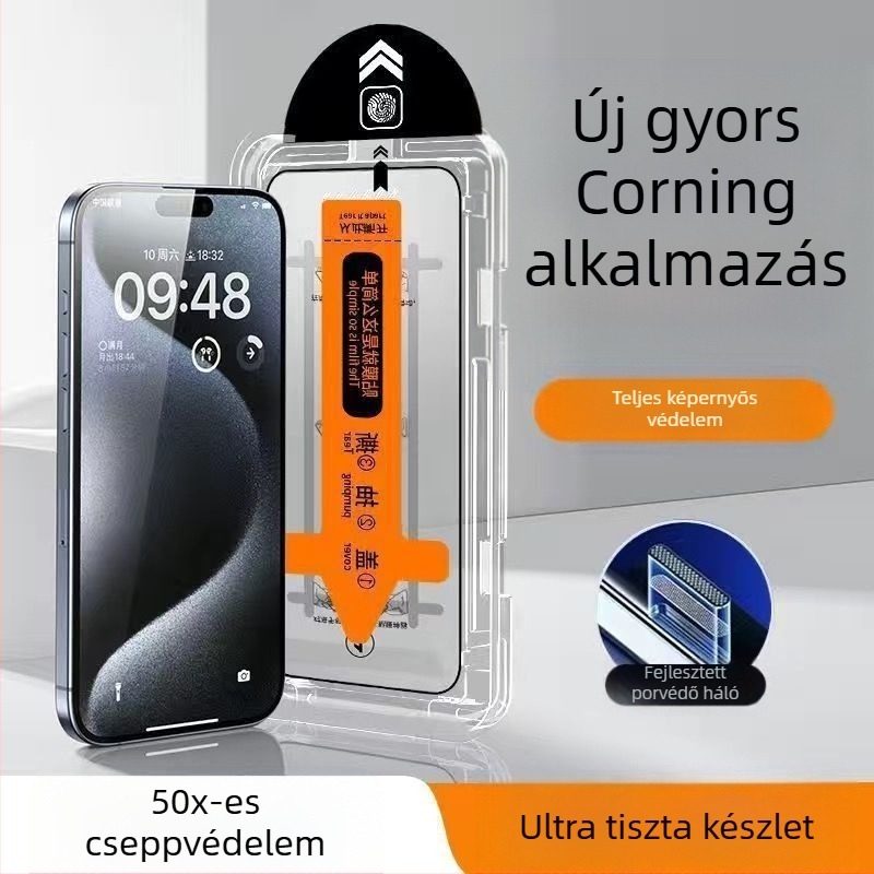 Blue Deep edzett üveg előlapi képernyővédő iPhone 14 Pro Max-hoz, HD tisztaság, anti-ujjlenyomat, ütésálló, teljes képernyőfedés