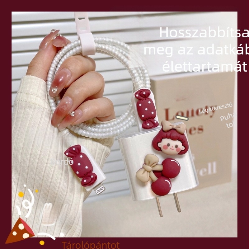 Apple 20W gyorstöltőhöz TPU védőtok – rajzfilm cseresznyés dizájn