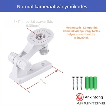 Pan-tilt kamera tartó, falra szerelhető, ABS, modell 204x, 360° forgás