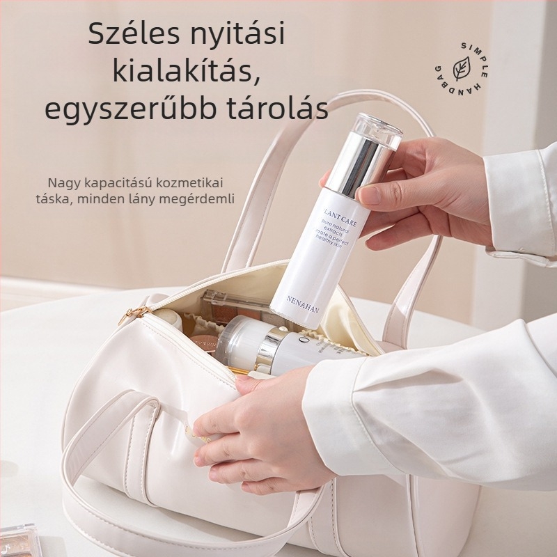Cilindrikus PVC kozmetikai táska — koreai stílusú, többfunkciós utazási szervező