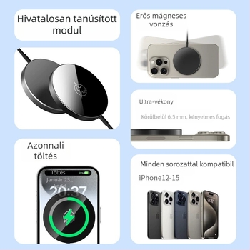 Curry Nari mágneses vezeték nélküli töltő iPhone-hoz — 15W MagSafe, PD gyors töltés, 18W összteljesítmény