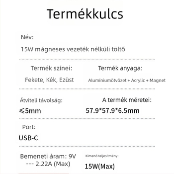 Curry Nari mágneses vezeték nélküli töltő iPhone-hoz — 15W MagSafe, PD gyors töltés, 18W összteljesítmény