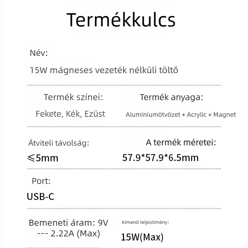 Curry Nari mágneses vezeték nélküli töltő iPhone-hoz — 15W MagSafe, PD gyors töltés, 18W összteljesítmény