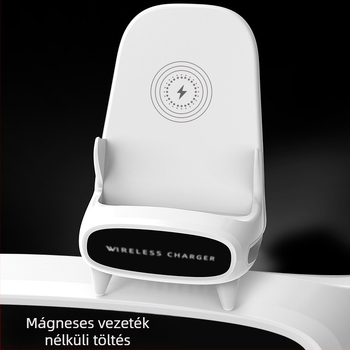Mágneses vezeték nélküli töltő asztali állvánnyal, 3-in-1 töltési alap, Android-kompatibilis, Qi 15W