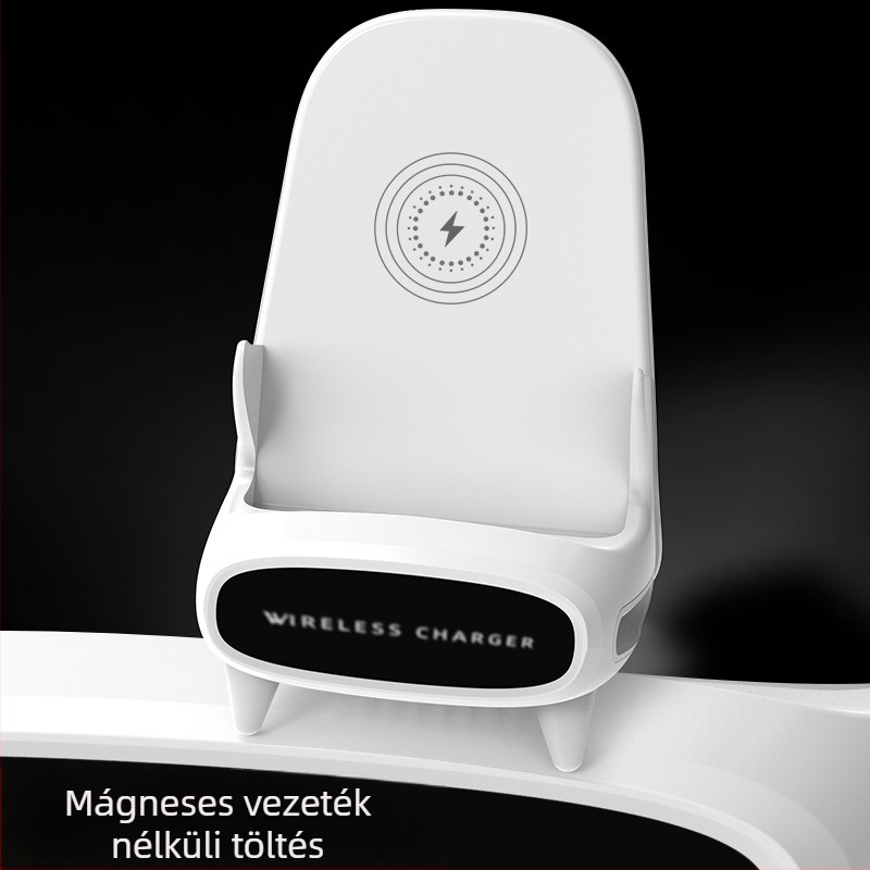 Mágneses vezeték nélküli töltő asztali állvánnyal, 3-in-1 töltési alap, Android-kompatibilis, Qi 15W