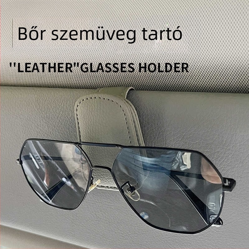 Autóba való szemüvegtartó klipszel és kártyatartó a napellenzőhöz - Anyag PU bőr, Eredet: Wenzhou, Testreszabás elérhető