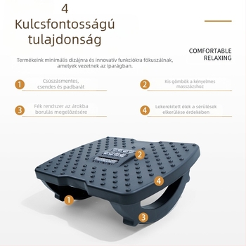 Íróasztal alatti lábtámasz, csúszásmentes, lengő dizájnnal, műanyag PP töltettel, testreszabható, modell Shake upgraded pedal