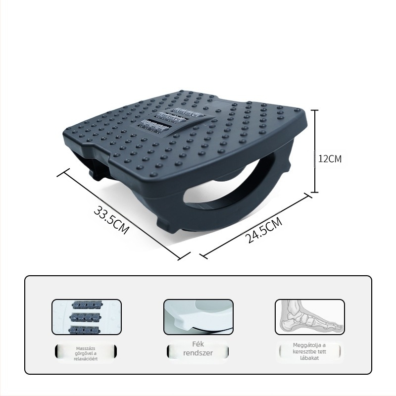 Íróasztal alatti lábtámasz, csúszásmentes, lengő dizájnnal, műanyag PP töltettel, testreszabható, modell Shake upgraded pedal