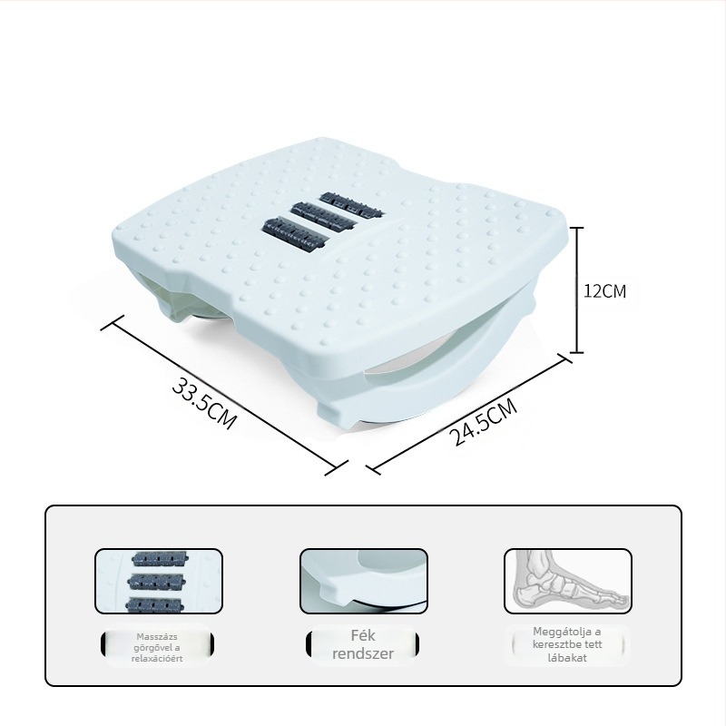 Íróasztal alatti lábtámasz, csúszásmentes, lengő dizájnnal, műanyag PP töltettel, testreszabható, modell Shake upgraded pedal