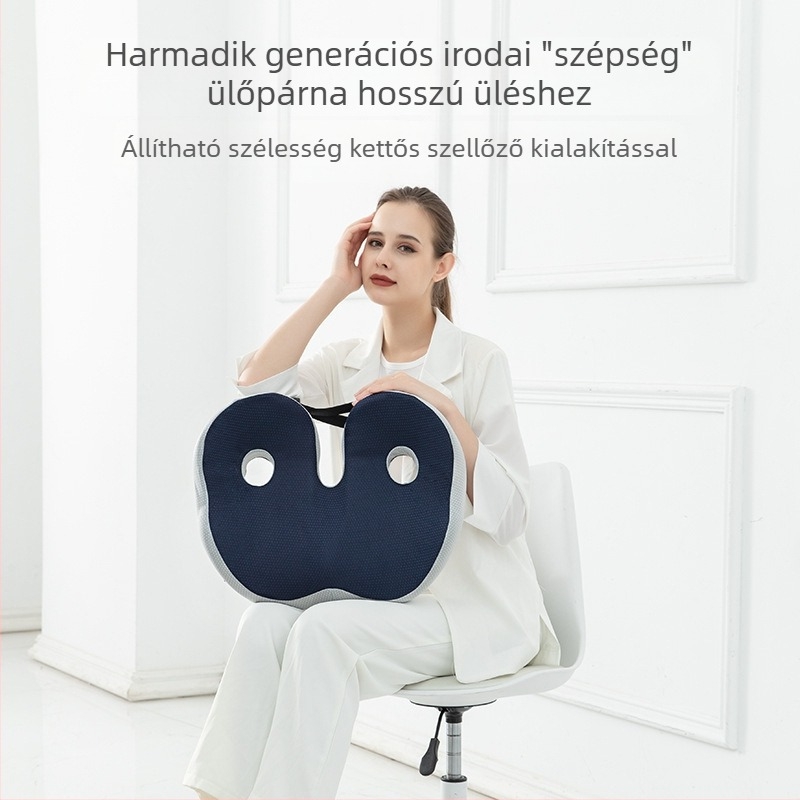 Légáteresztő memóriahabos ülőpárna, vastag, hosszú ülésekhez az irodában.