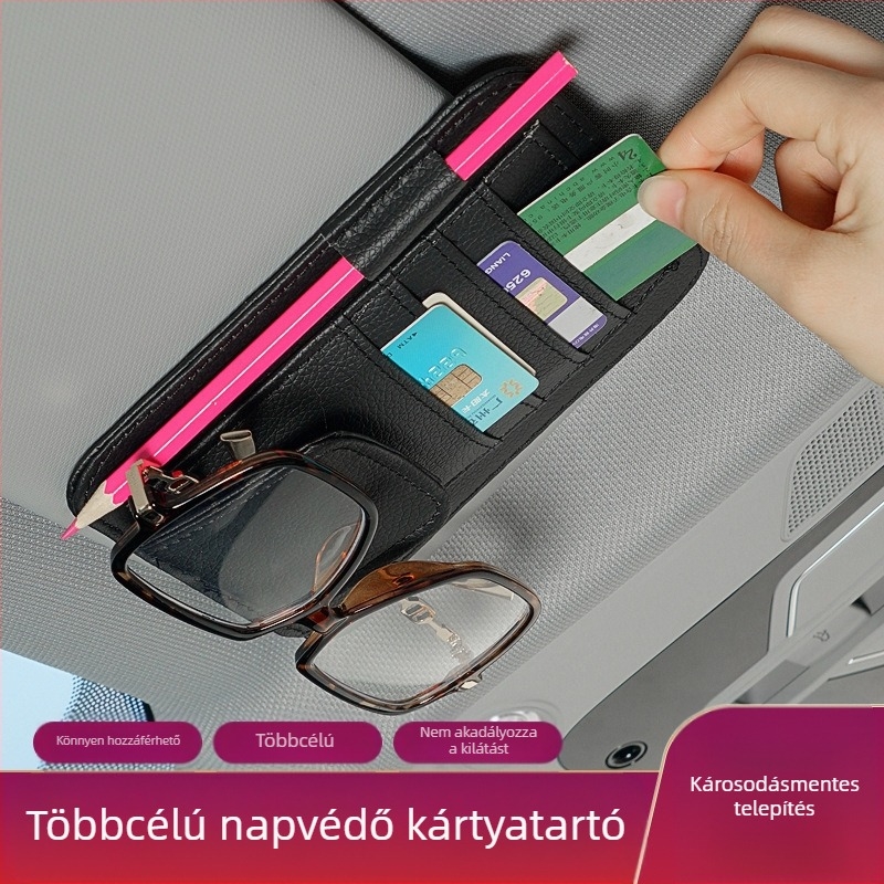 Autós szemüvegklip és tok – PU bőr, DUKU márka, funkciók: szemüvegklip, jegytartó, bizonyítéktartó, napsütés elleni védelemre, hosszú élettartam