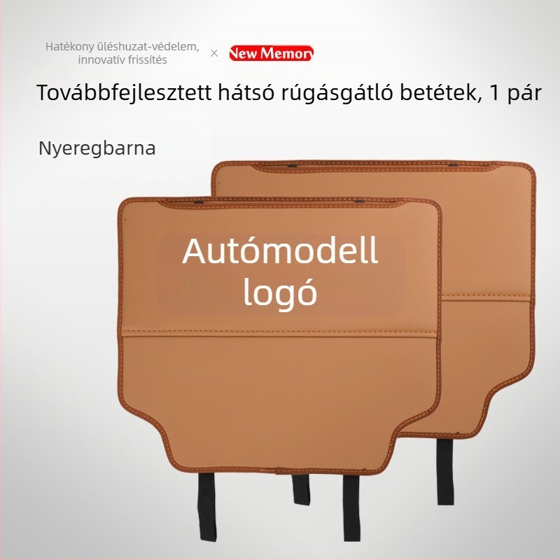 Bőr autóülés hátsó védőpárna anti-ütés, szennyeződés elleni védelem és tárolózsebbel (fejlesztett kiadás)