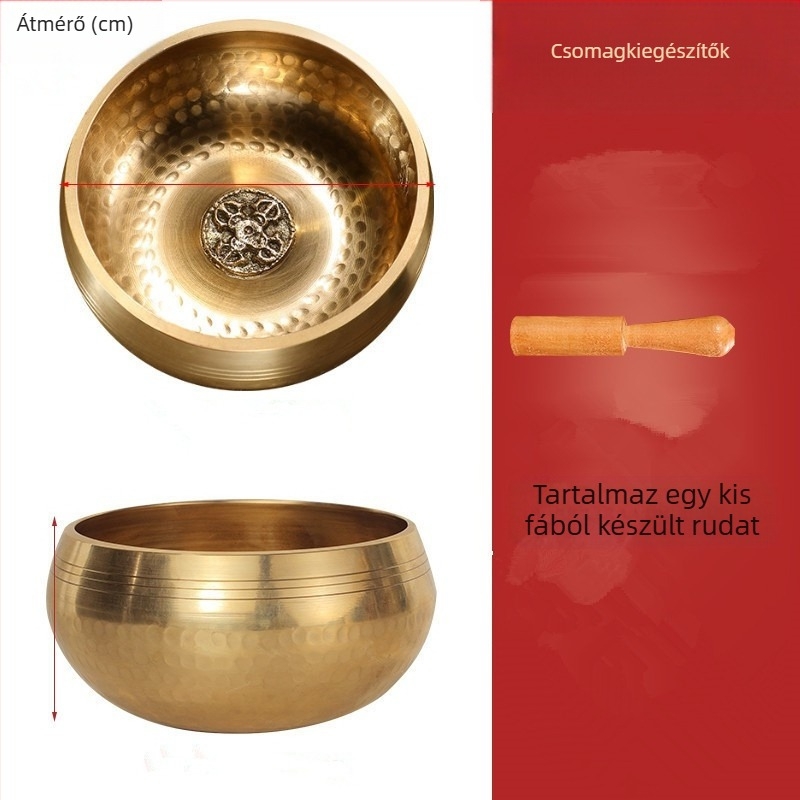 Réz Hangtál Keresztcsapággyal, Kézzel Készített Buddhista Meditációs Tál, Etnikus Stílus