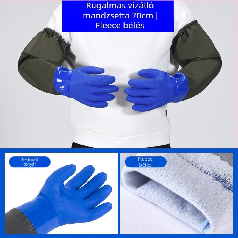 Védő kesztyűk – vízálló, fleece-bevonatos, vágásálló, csúszásmentes, megvastagított kivitel, halászathoz és autómosáshoz
