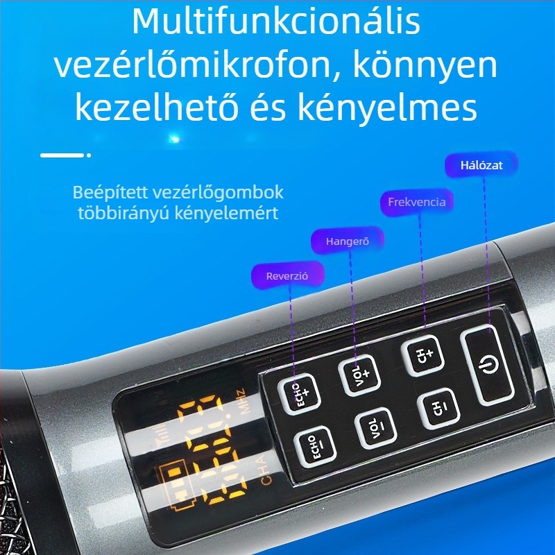 KTV/ élő közvetítésre szánt mikrofon, modell U540B - frekvenciatartomány 20 Hz–20 kHz, SNR ≥95 dB, cserélhető 1000–1200 mAh-s akkumulátor, 3–6 óra üzemidő