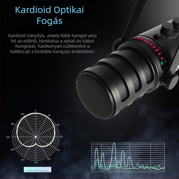 MV7 dinamikus mikrofon élő közvetítéshez és professzionális felvételhez, cardioid mintázat, frekvenciatartomány 60 Hz–15 kHz, jel-zaj arány ≥85 dB, beépített akkumulátor nélkül