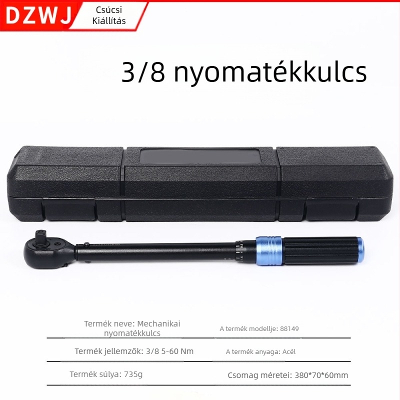 Nyomatékkulcs DZT, skála-típusú kijelző, elektroplattolt felület, pontosság ±0.1, súly 1.7