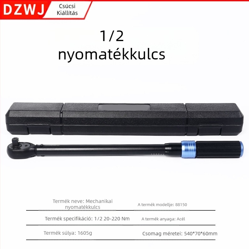 Nyomatékkulcs DZT, skála-típusú kijelző, elektroplattolt felület, pontosság ±0.1, súly 1.7