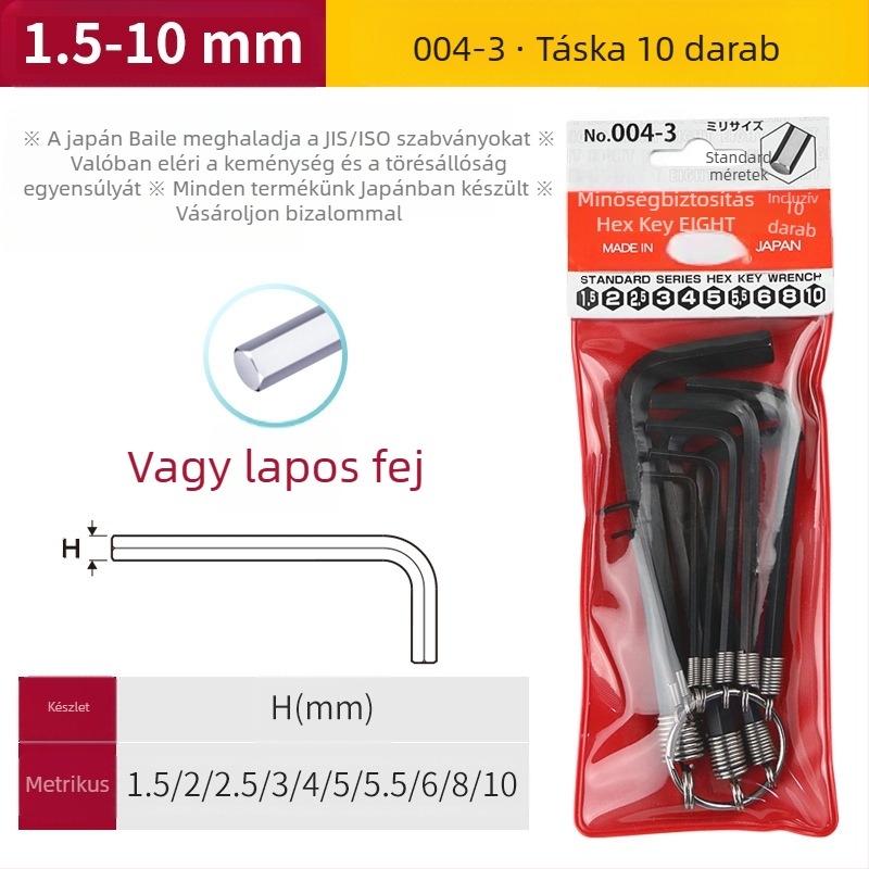 DAREX Hordozható imbuszkulcs készlet, kulcstartóval, metrikus és imperial formátum, szerszámacél