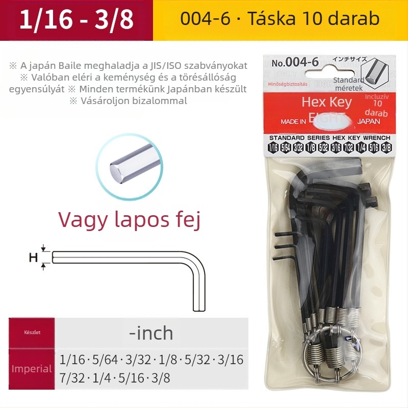 DAREX Hordozható imbuszkulcs készlet, kulcstartóval, metrikus és imperial formátum, szerszámacél