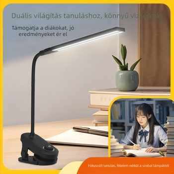 Klipszes asztali lámpa kettős fejjel, újratölthető és hálózatról üzemelő, intelligens vezérlés, CRI ≥90