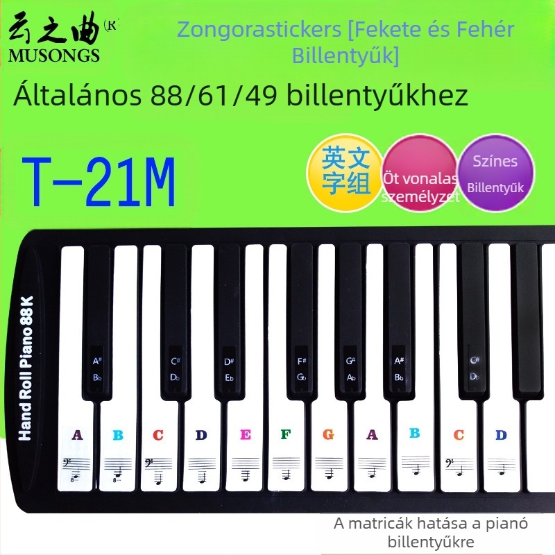 Zongora billentyű matrica PVC, modell T-21B, Music of the Clouds, OPP csomagolás, Shenzhen eredet