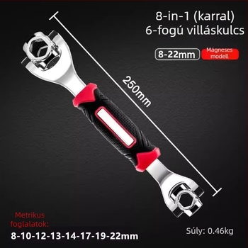 Többfunkciós csavarkulcs készlet 52 az 1-ben és 8 az 1-ben, króm- vanádium acélból, krómozott bevonattal, kettős használatú