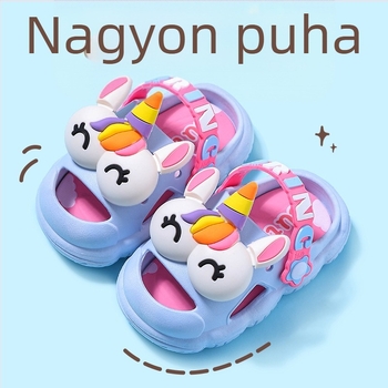 Gyermekeknek készült plázs cipő Cartoon állatos mintával, PVC felső és talp, 4–6 éveseknek, 2024 nyár