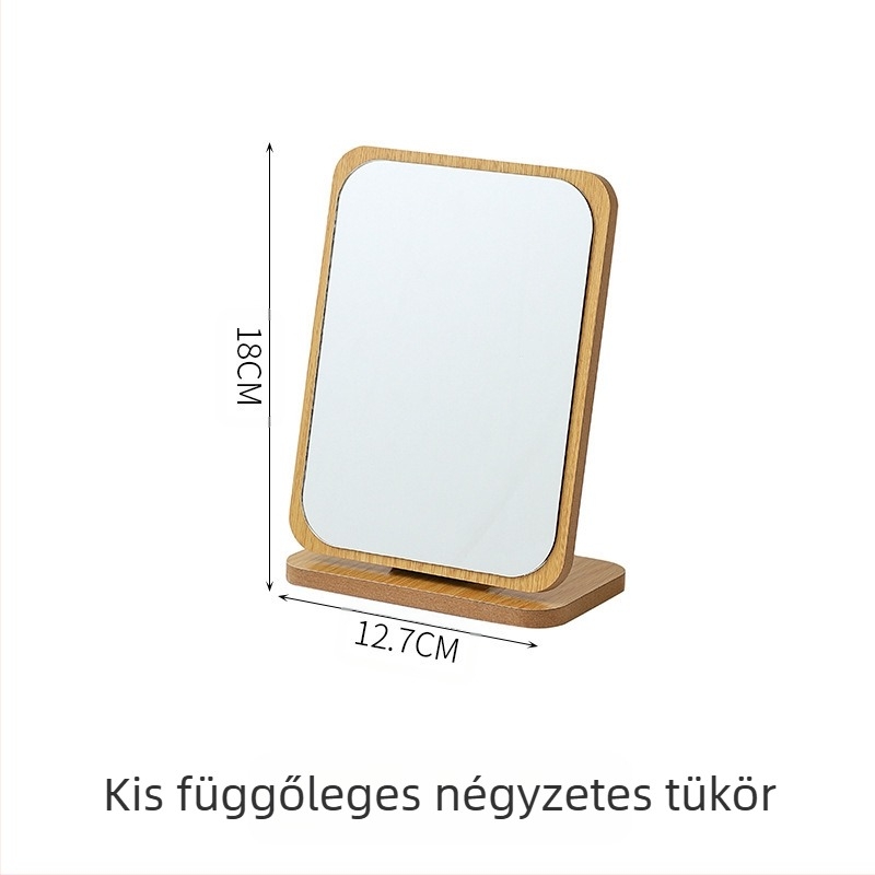 Asztali sminktükör egyoldalas, fa kerettel, forgatható, összecsukható, hordozható