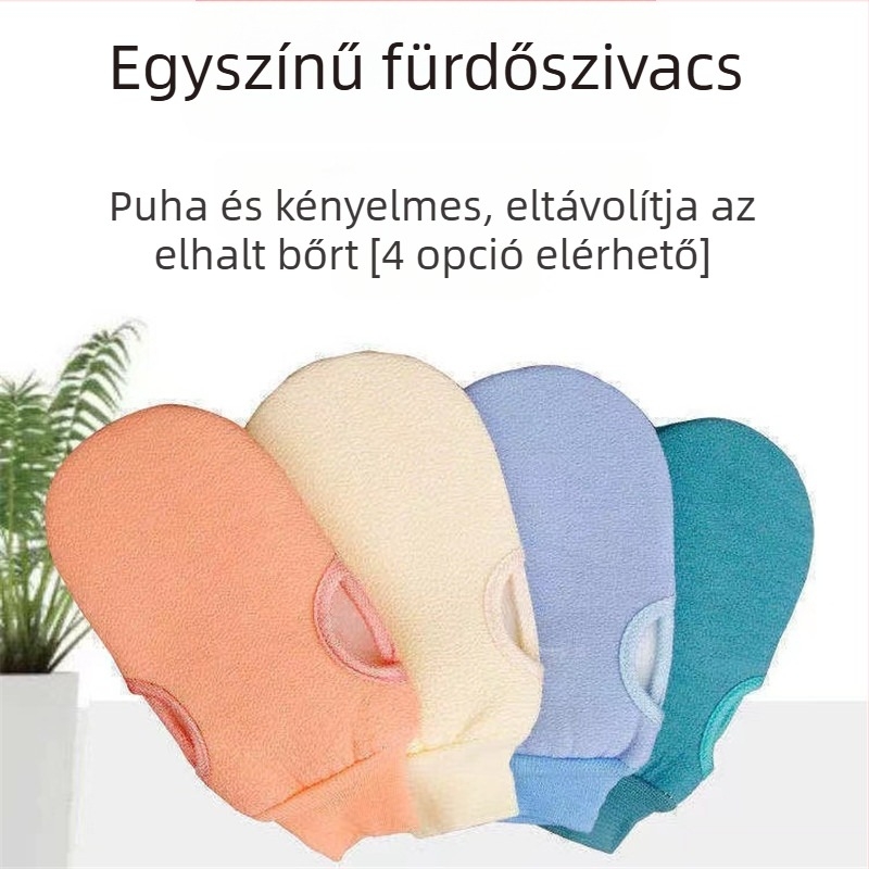 Fürdőkesztyű – kesztyűtípusú radírozó törölköző durva textúrával és elasztikus mandzsettával (Anyag: Textil; Cél: Felnőttek; Testreszabás: Igen; Magáncímke: Nem)