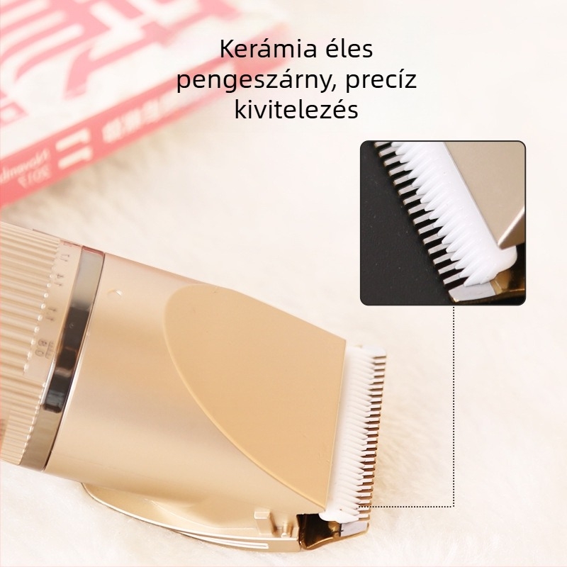 LCD kijelzős elektromos hajvágó, kerámiakefejjel, vízálló, beépített 1200–2000 mAh-s akkumulátor, üzemidő 1–3 óra