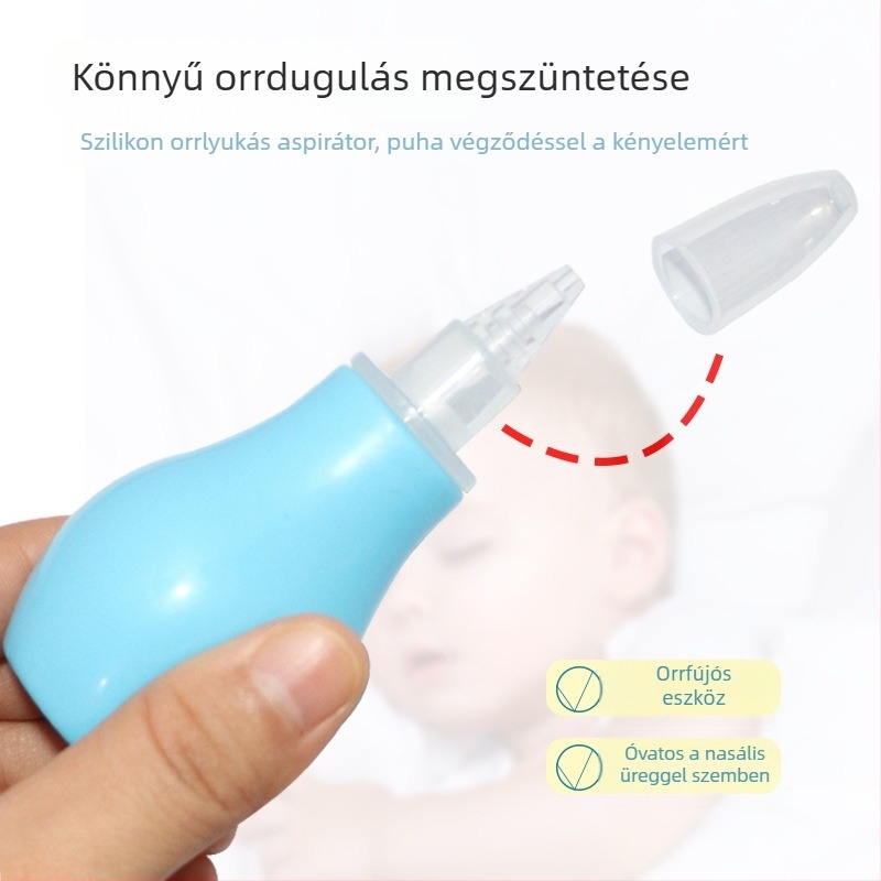 Babaápolási készlet: nyolcrészes körömvágó készlet ollóval, kefékkel, fésűkkel, orrszívóval, EVA csomagolással — műanyag + rozsdamentes acél