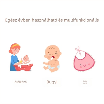 6‑rétegű bambuszrost babaszájkendő, nedvszívó, karikatúra nyomtatással, lógatható kivitel