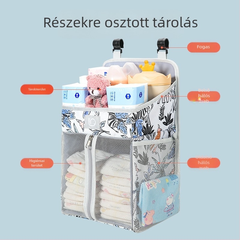 Baba szoba függő tároló — poliészter, falra szerelhető, többfunkciós rendező karikatúra 3D stílussal