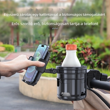 Universal ABS babakocsi pohártartó telefon tartóval és cumisüveg klippel