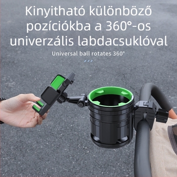 Universal ABS babakocsi pohártartó telefon tartóval és cumisüveg klippel