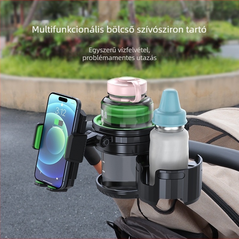 Universal ABS babakocsi pohártartó telefon tartóval és cumisüveg klippel