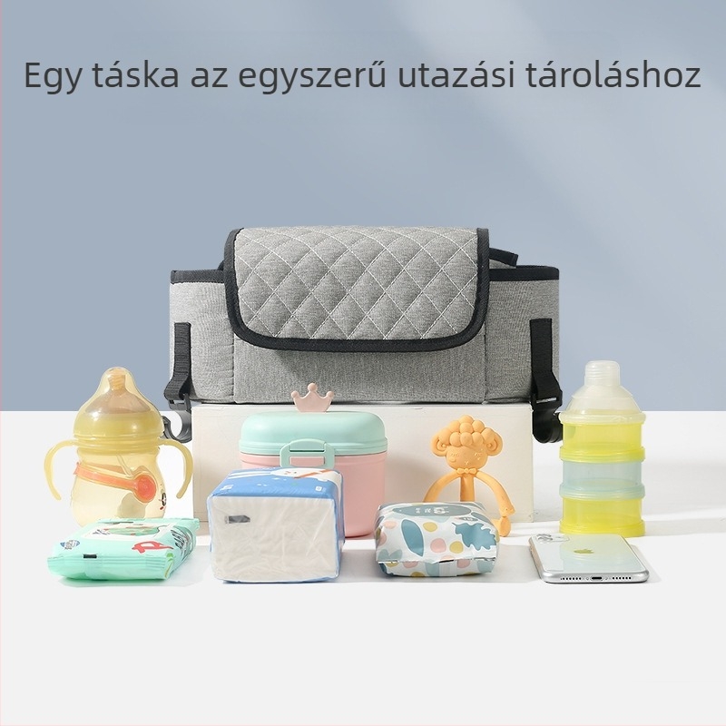 Babakocsi tároló táska szervező – Oxford anyag, poliészter bélés, lélegző és vízálló, ultrakönnyű, ívelt vállpánt