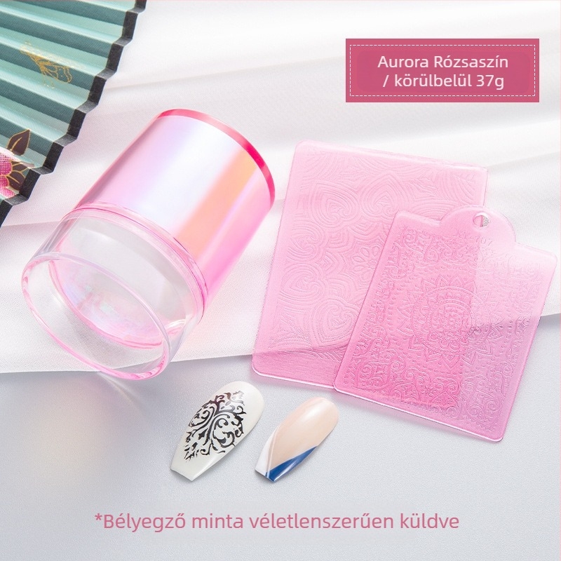 Átlátszó szilikon fejű körömdíszítő készlet nyomólemezzel a minták átviteléhez – Princess Series, Aurora minták