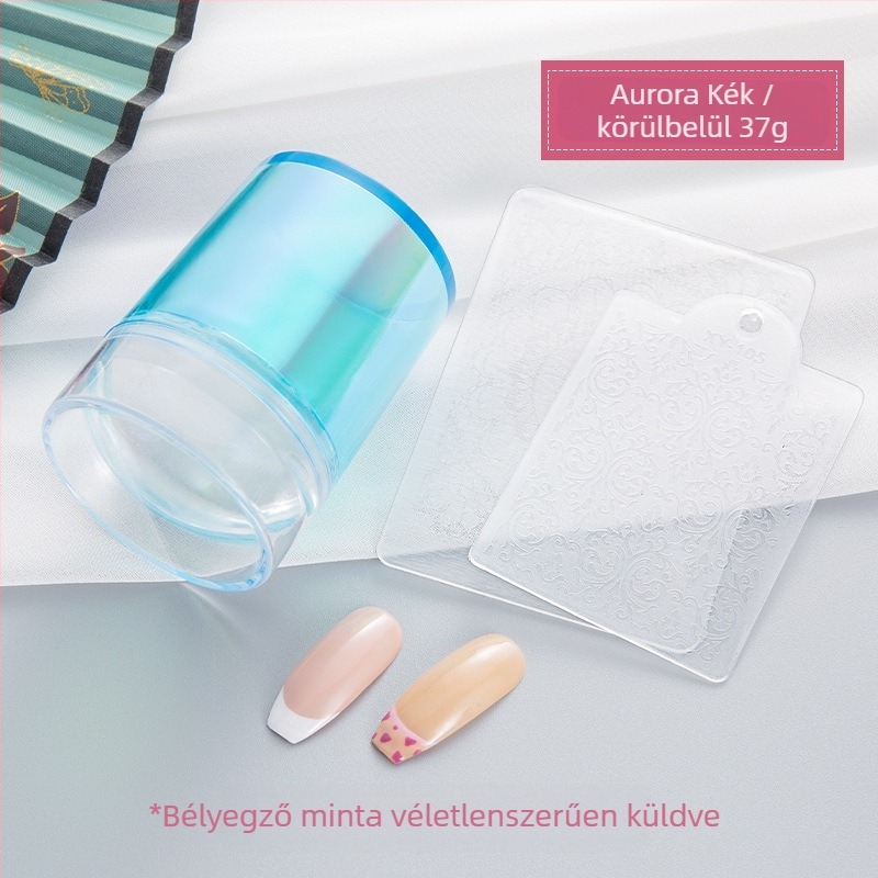 Átlátszó szilikon fejű körömdíszítő készlet nyomólemezzel a minták átviteléhez – Princess Series, Aurora minták
